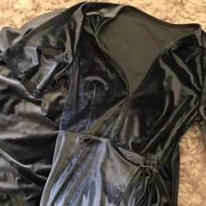 Blue high low wrap dress